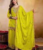 Women Ethnic Motifs Embroidered Regular Thread Work Kurta with Palazzos & With Dupatta