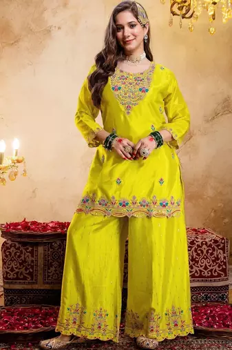 Women Ethnic Motifs Embroidered Regular Thread Work Kurta with Palazzos & With Dupatta