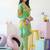 Women Floral Printed Regular Thread Work Silk Crepe Kurta with Trousers & With Dupatta