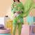 Women Floral Printed Regular Thread Work Silk Crepe Kurta with Trousers & With Dupatta