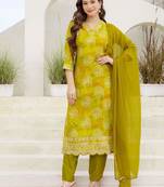Women Abstract Printed Kurta with Trousers & Dupatta