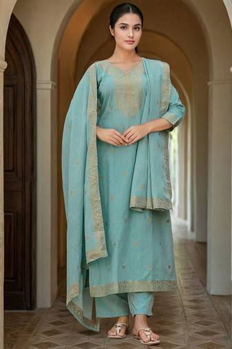 Women Regular Kurta with Trousers & With Dupatta