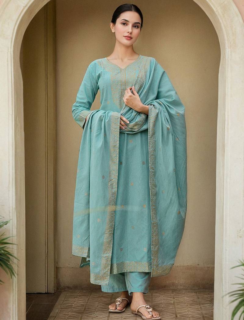 Women Regular Kurta with Trousers & With Dupatta