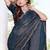 Navy blue color fendy satin silk two tone digital printed saree