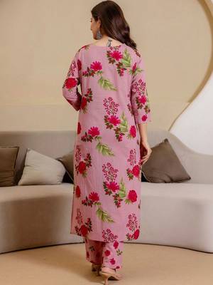 Women Floral Printed Regular Pure Cotton Kurta with Trousers & With Dupatta 2