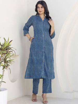 Printed Navy Blue Viscose Rayon Co Ords for Women 2
