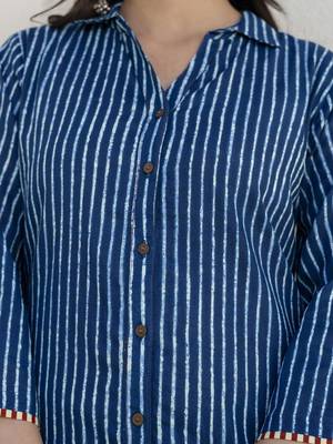 Printed Navy Blue Viscose Rayon Co Ords for Women 4