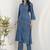Printed Navy Blue Viscose Rayon Co Ords for Women