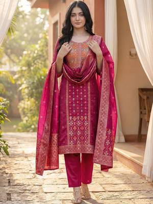 Women Ethnic Motifs Regular Kurta with Trousers & With Dupatta 1