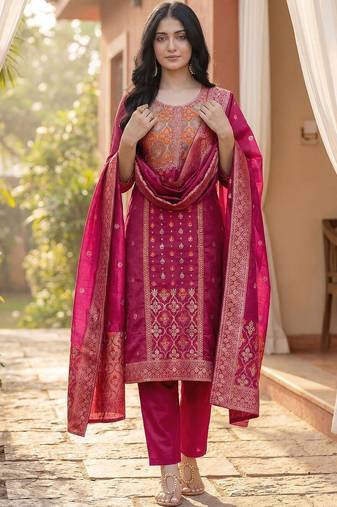 Women Ethnic Motifs Regular Kurta with Trousers & With Dupatta