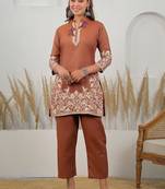 Weaving Rust Cotton Co Ords for Women