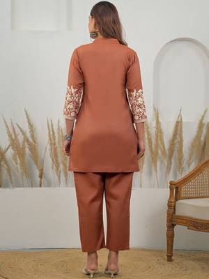 Weaving Rust Cotton Co Ords for Women 2