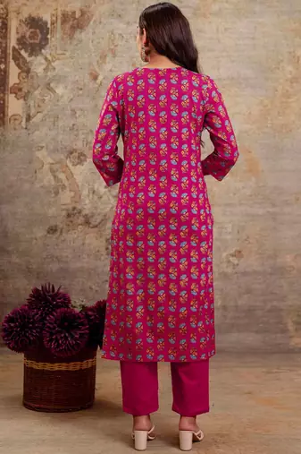 Women Floral Printed Mirror Work Kurta with Trousers & Dupatta