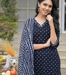 Women Ethnic Motifs Printed Regular Thread Work Kurta with Palazzos & With Dupatta