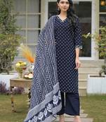 Women Ethnic Motifs Printed Regular Thread Work Kurta with Palazzos & With Dupatta