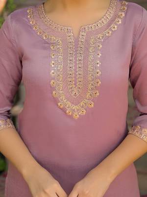 Women Ethnic Motifs Embroidered Regular Thread Work Kurta with Trousers & With Dupatta 5