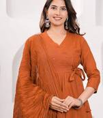 Women Ethnic Motifs Embroidered Sequinned Anarkali Kurta with Trousers & Dupatta