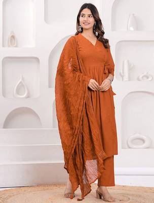 Women Ethnic Motifs Embroidered Sequinned Anarkali Kurta with Trousers & Dupatta 4