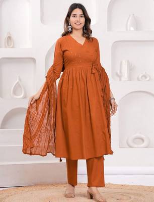 Women Ethnic Motifs Embroidered Sequinned Anarkali Kurta with Trousers & Dupatta 5