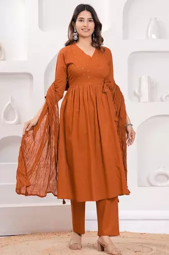 Women Ethnic Motifs Embroidered Sequinned Anarkali Kurta with Trousers & Dupatta