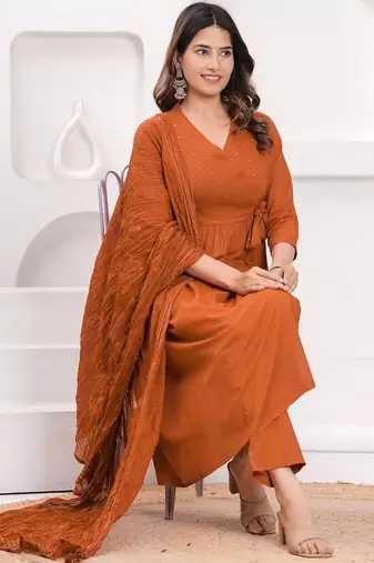 Women Ethnic Motifs Embroidered Sequinned Anarkali Kurta with Trousers & Dupatta
