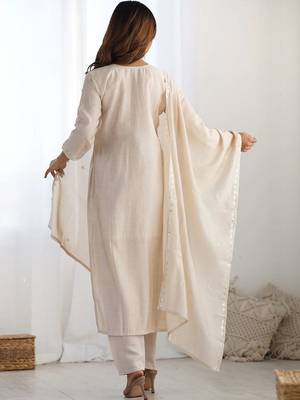 Women Ethnic Motifs Embroidered Regular Sequinned Pure Silk Kurta with Trousers & With Dupatta 2