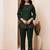 Embroidered Bottle Green Cotton Co Ords for Women
