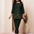 Embroidered Bottle Green Cotton Co Ords for Women