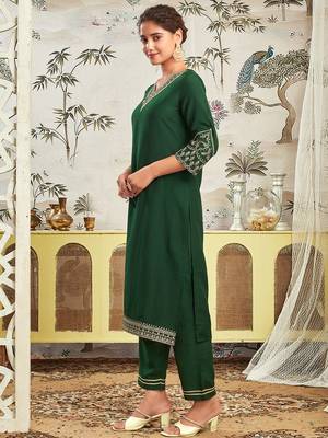 Women Ethnic Motifs Embroidered Kurta with Trousers & Dupatta 4