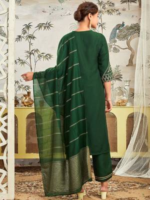 Women Ethnic Motifs Embroidered Kurta with Trousers & Dupatta 5