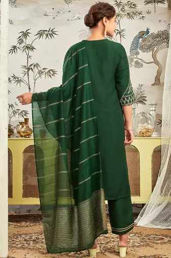 Women Ethnic Motifs Embroidered Kurta with Trousers & Dupatta