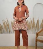 Weaving Rust Cotton Co Ords for Women