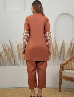 Weaving Rust Cotton Co Ords for Women 2