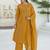 Women Mustard Viscose Rayon Embroidered Straight Kurta Trousers with Dupatta