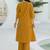 Women Mustard Viscose Rayon Embroidered Straight Kurta Trousers with Dupatta