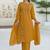 Women Mustard Viscose Rayon Embroidered Straight Kurta Trousers with Dupatta