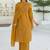 Women Mustard Viscose Rayon Embroidered Straight Kurta Trousers with Dupatta