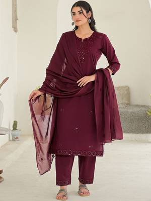 Women Ethnic Motifs Embroidered Regular Thread Work Kurta with Trousers & With Dupatta 6