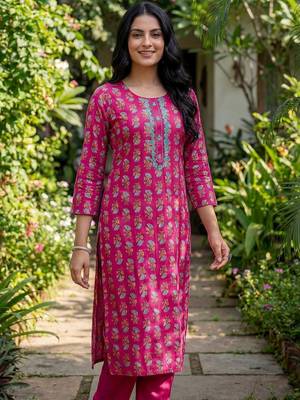 Women Ethnic Motifs Printed Regular Thread Work Kurta with Trousers & With Dupatta 4