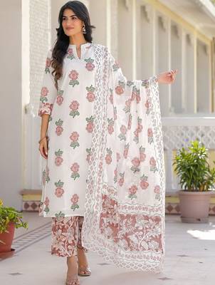 Women Embroidered Regular Kurta with Pyjamas & With Dupatta 1
