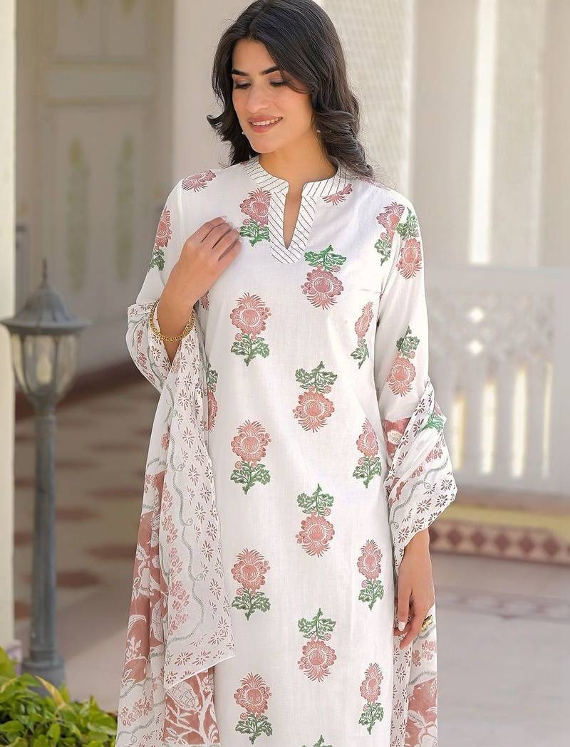 Women Embroidered Regular Kurta with Pyjamas & With Dupatta