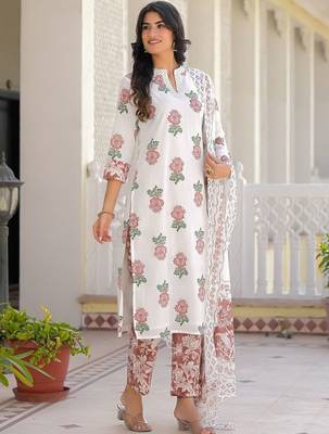 Women Embroidered Regular Kurta with Pyjamas & With Dupatta 3