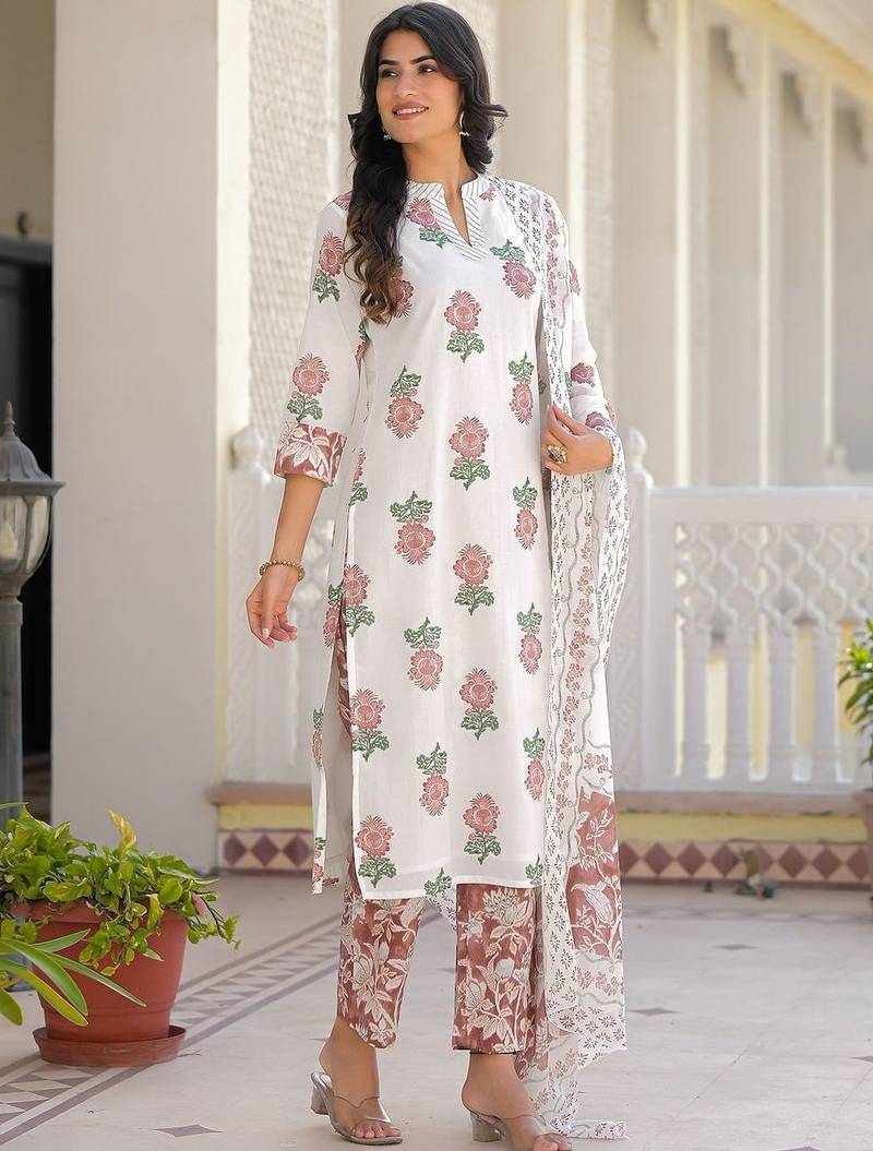 Women Embroidered Regular Kurta with Pyjamas & With Dupatta