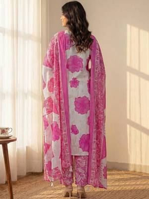 Women Floral Printed Regular Pure Cotton Kurta with Palazzos & With Dupatta 2
