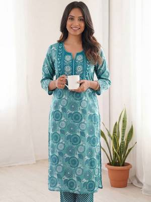 Women Ethnic Motifs Printed Regular Kurta with Trousers & With Dupatta 5