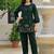 Embroidered Bottle Green Cotton Co Ords for Women