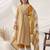 Women Printed Empire Thread Work Kurta with Trousers & With Dupatta