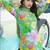 Women Floral Printed Regular Sequinned Silk Crepe Kurta with Harem Pants & With Dupatta