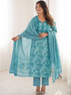 Women Ethnic Motifs Printed Regular Kurta with Trousers & With Dupatta 1