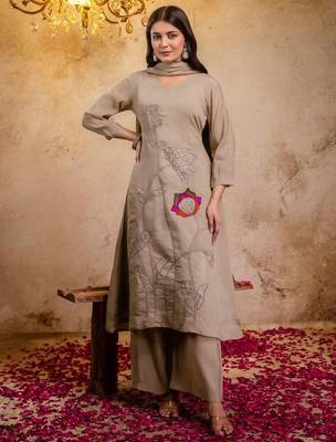 Women Ethnic Motifs Embroidered Regular Thread Work Kurta with Palazzos & With Dupatta 2